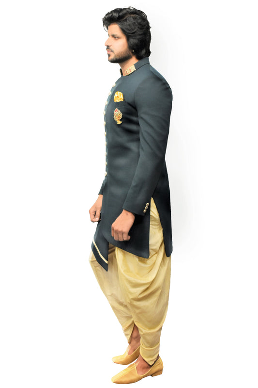 Green Knitted Indo Western