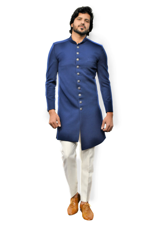 Basic Knitted Blue Indo Western