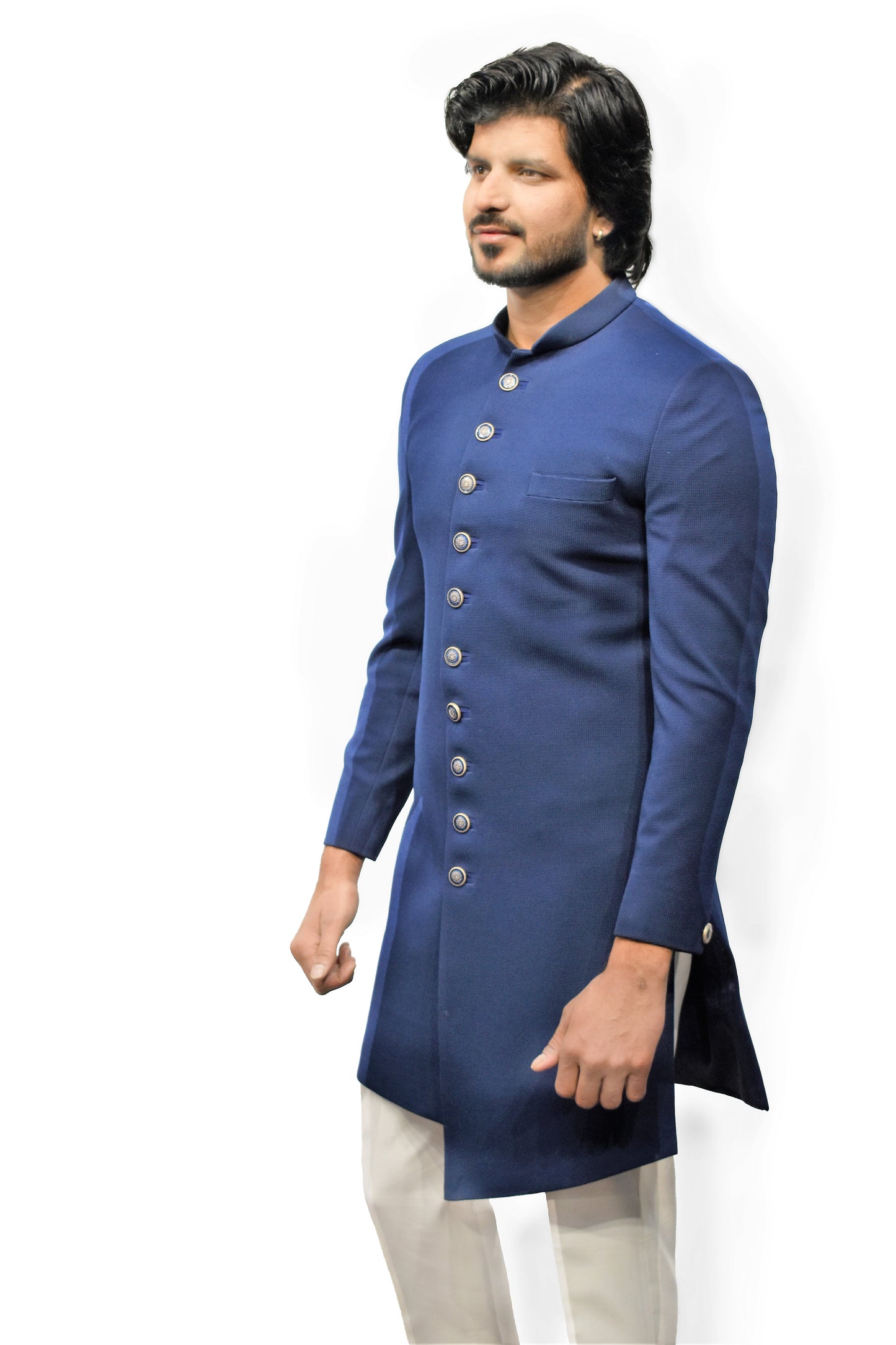 Basic Knitted Blue Indo Western