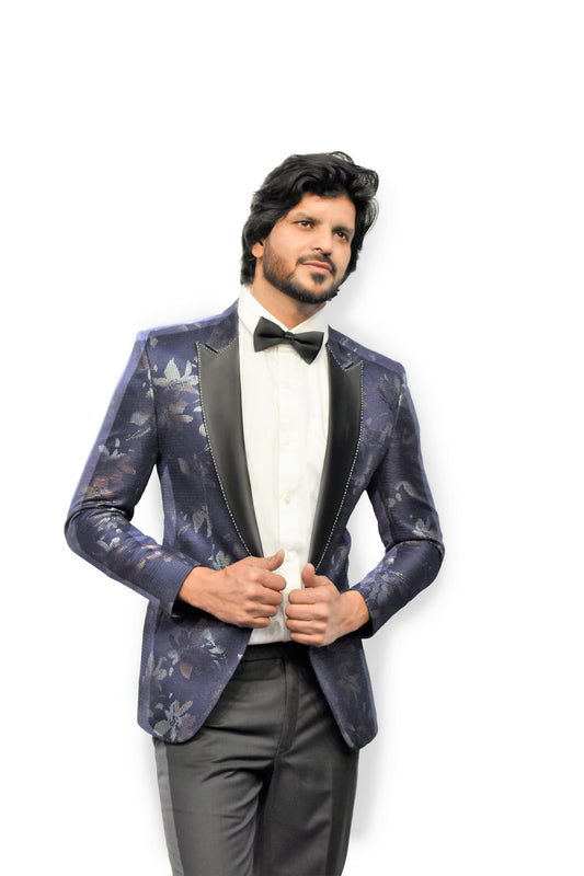 Blue Colour Knitted Tuxedo