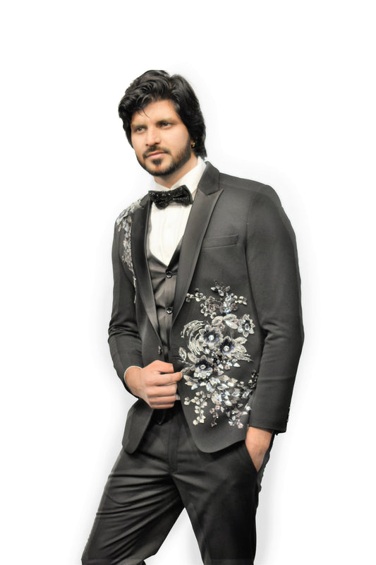 Black Embroidered Suit