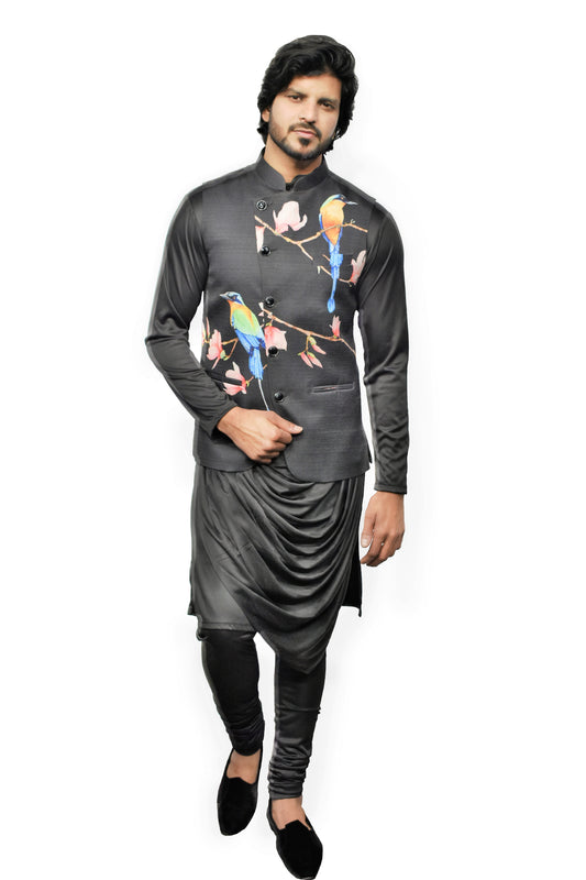 Digital Printed Waistcoat Kurta Pyjama
