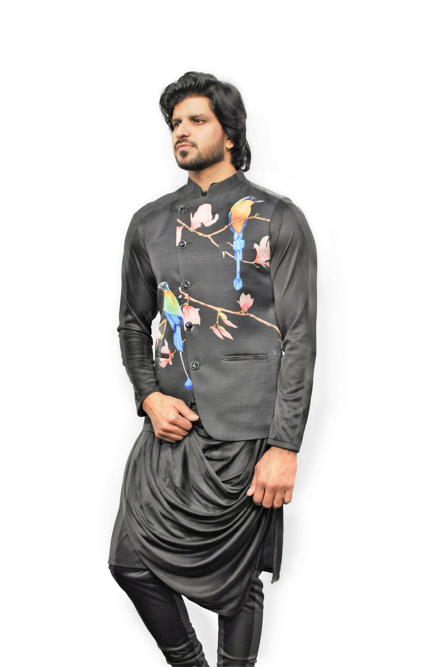 Digital Printed Waistcoat Kurta Pyjama