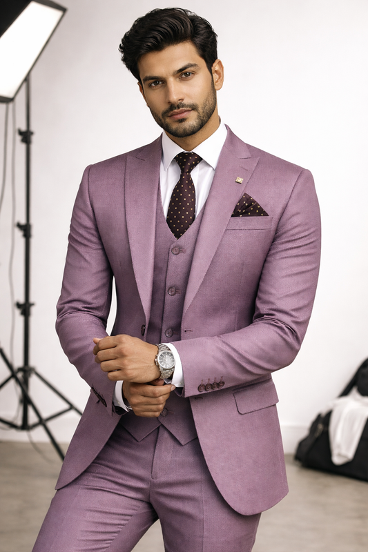 Mauve Italian Knit 5-Piece Suit