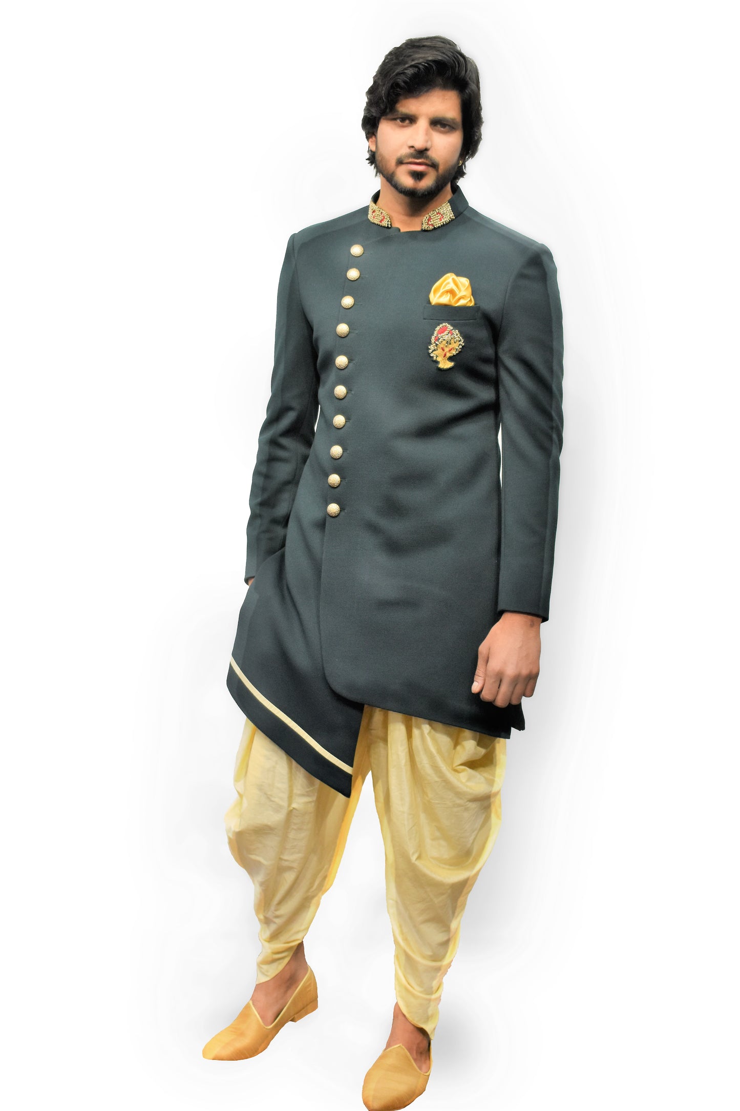 Green Knitted Indo Western