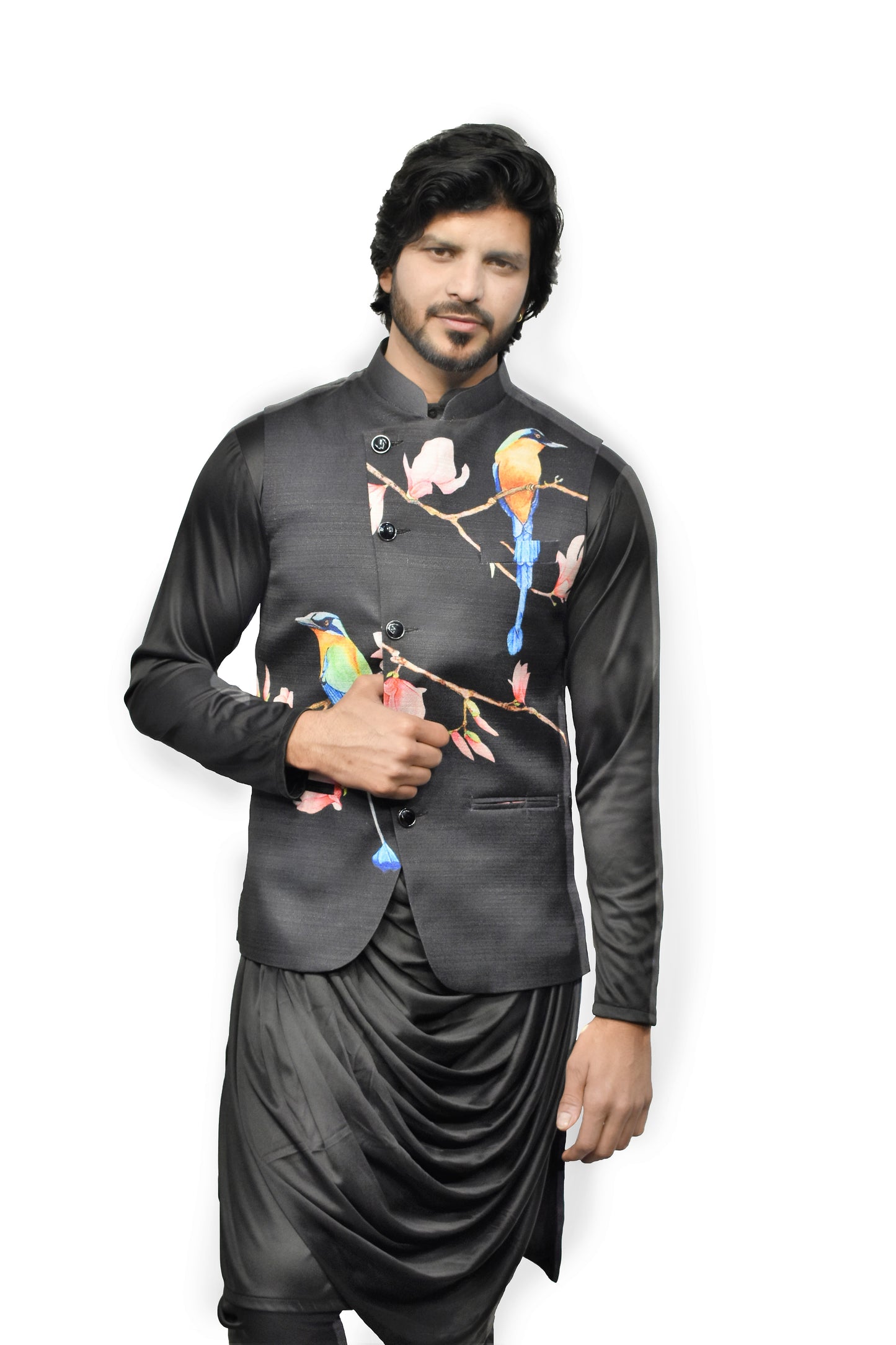 Digital Printed Waistcoat Kurta Pyjama