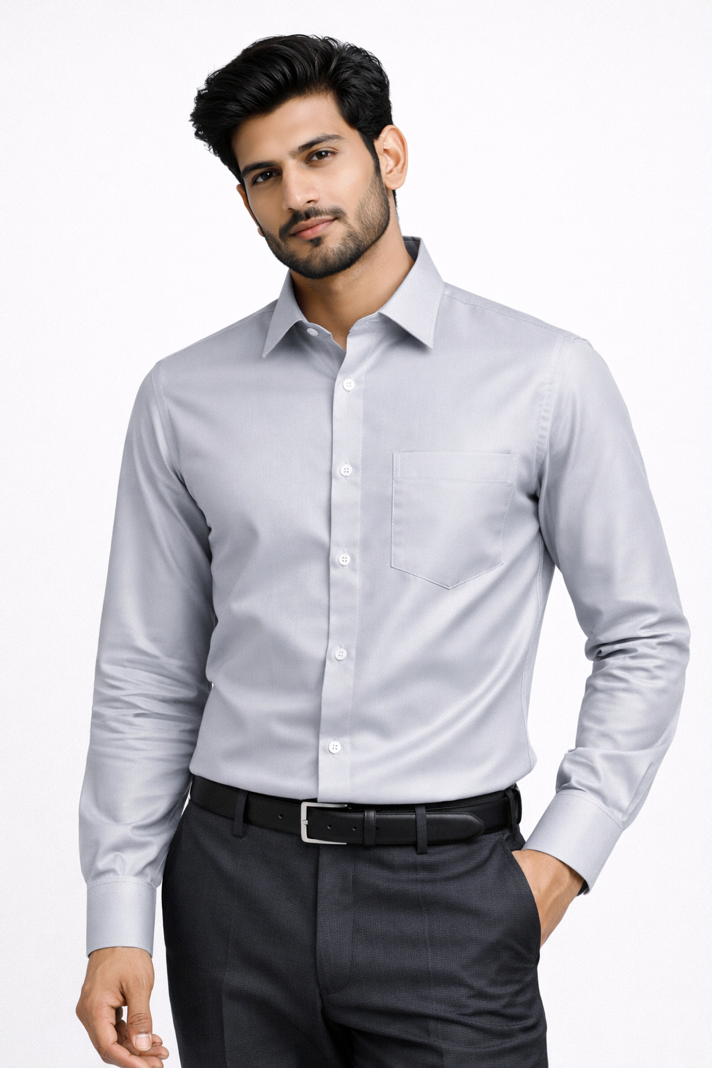 Men's Light Grey Premium Formal Shirt