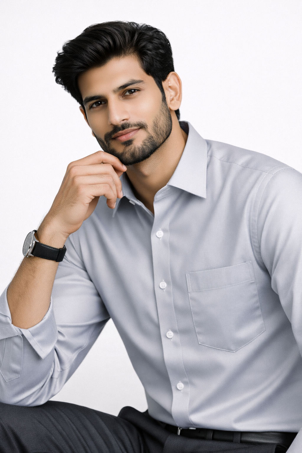 Men's Light Grey Premium Formal Shirt