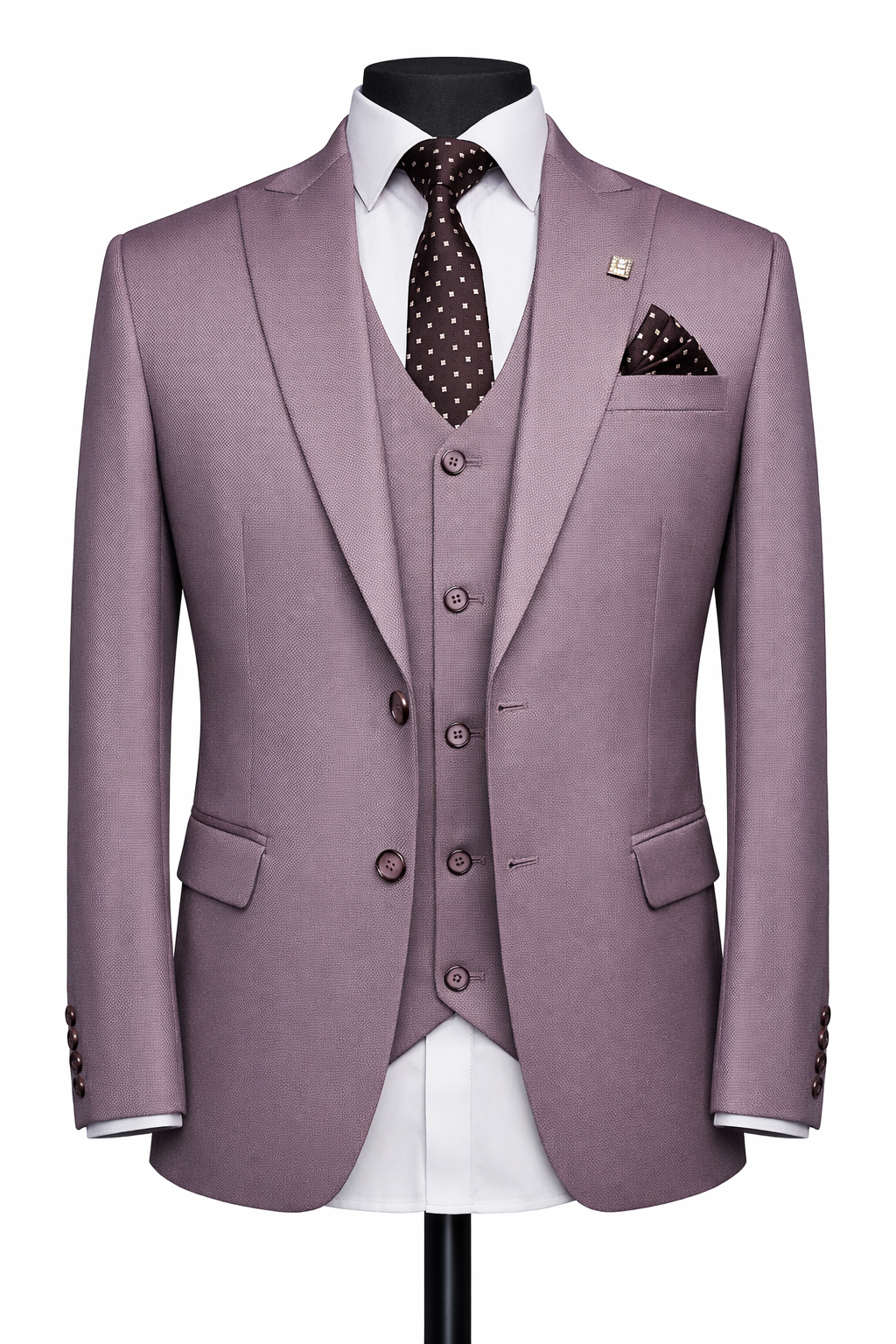 Mauve Italian Knit 5-Piece Suit