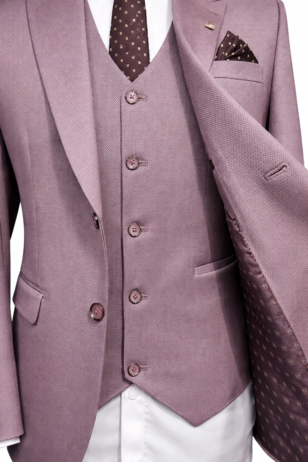 Mauve Italian Knit 5-Piece Suit