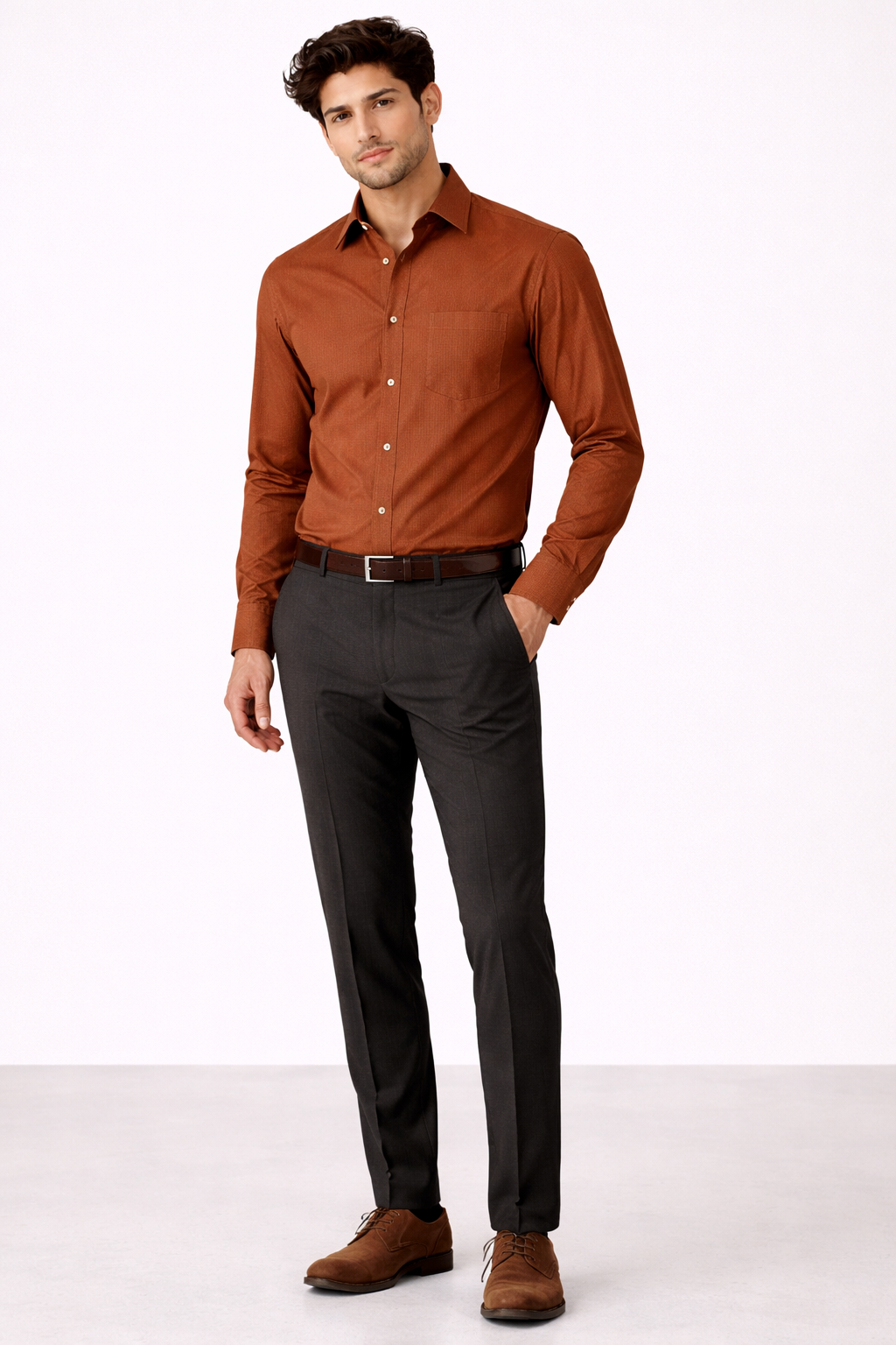 Premium Rust Brown Japanese Fabric Men's Shirt