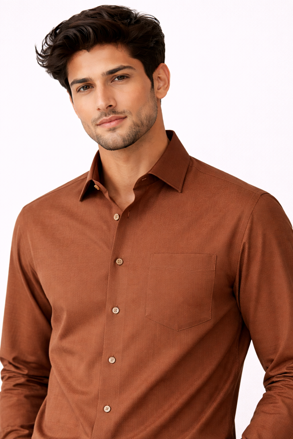 Premium Rust Brown Japanese Fabric Men's Shirt