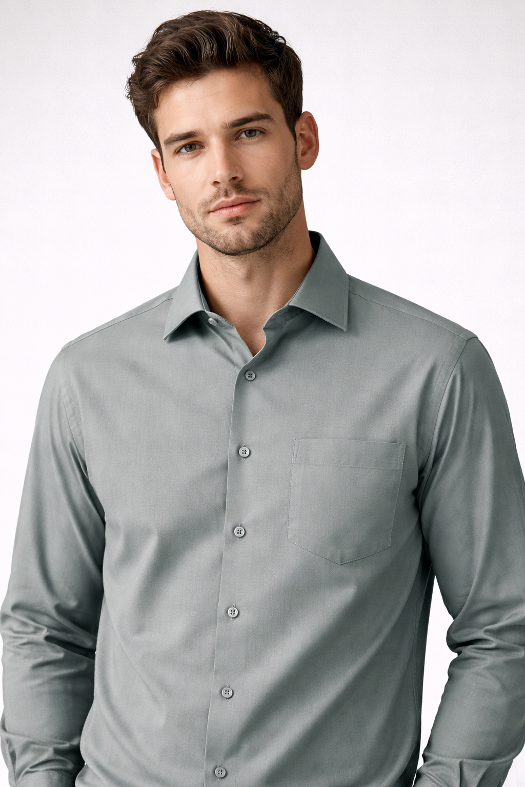 Premium Sage Grey Japanese Fabric Men's Shirt