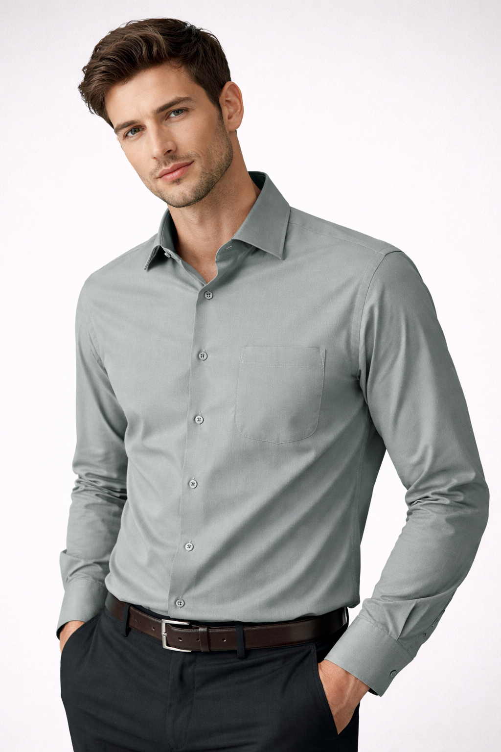 Premium Sage Grey Japanese Fabric Men's Shirt