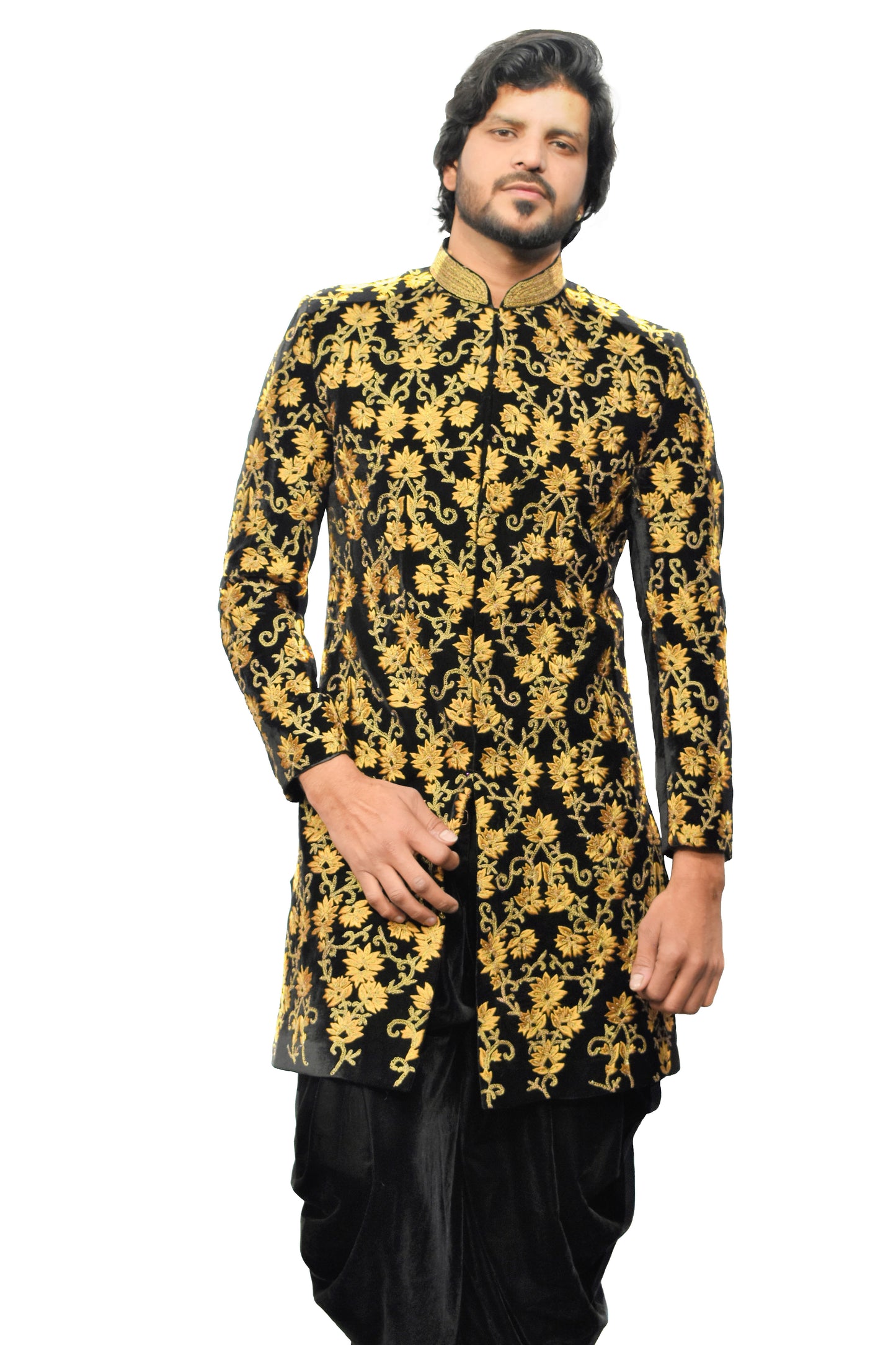 Black Embroidered Indo Western