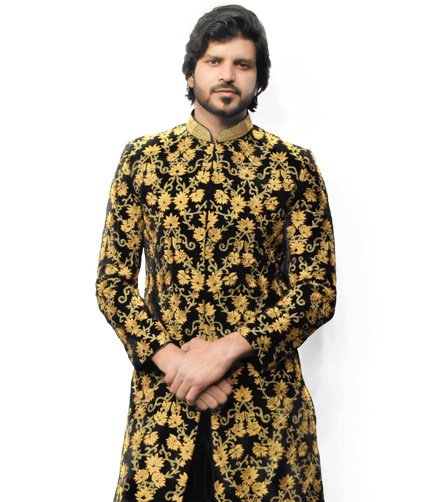 Black Embroidered Indo Western